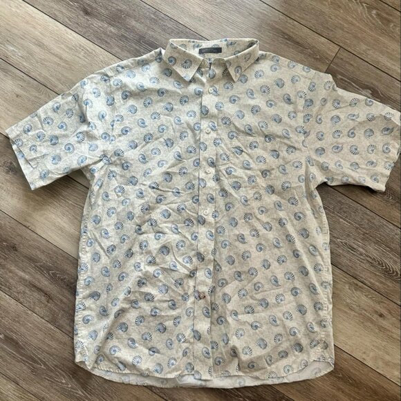 Daniel Cremieux SIGNATURE‎ Sea Shell Short Sleeve Mens Shirt L EUC - Picture 1 of 5